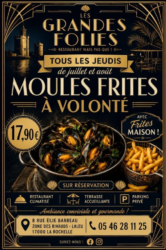 Évènements - Les Grandes Folies - Restaurant - Evenements La Rochelle - Resto à La Rochelle